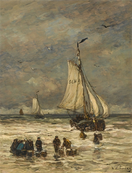 unloading the catch by Hendrik Willem Mesdag