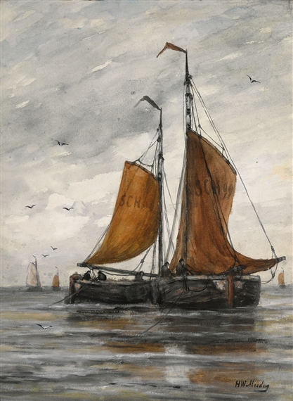 bomschuiten on a calm sea