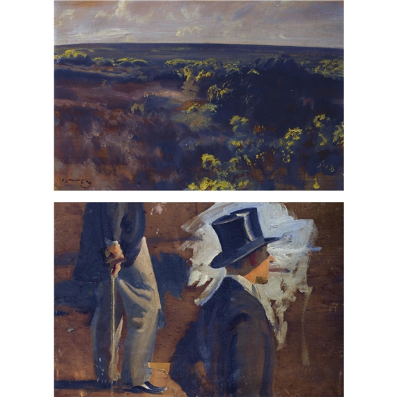 Recto Blossom Withypool Verso Top hats by Sir Alfred James Munnings