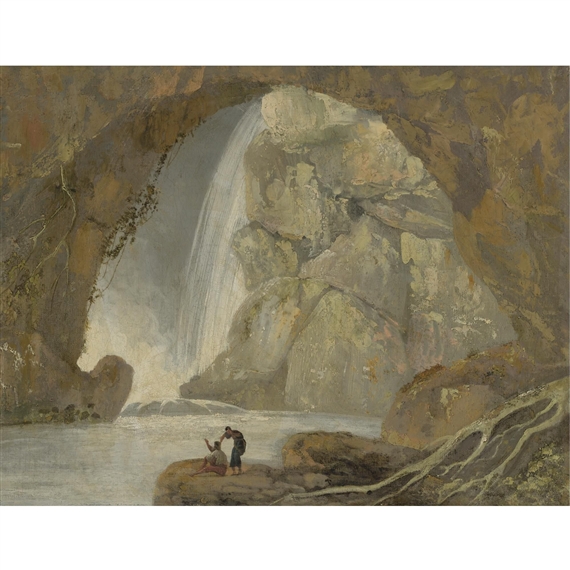 A Grotto with a Waterfall
