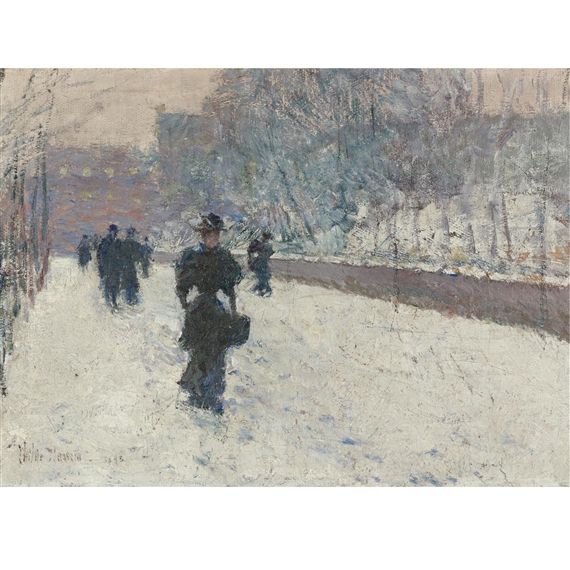 Promenade-Winter New York by Childe Hassam