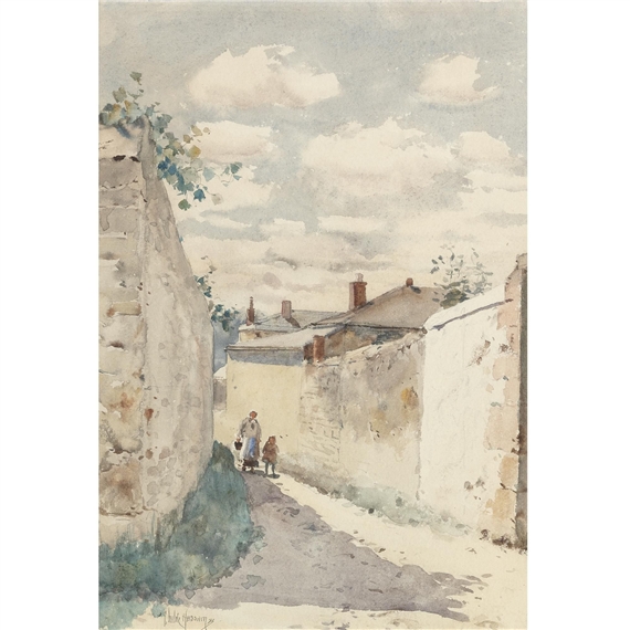 Street - Auvers sur l'Oise by Childe Hassam