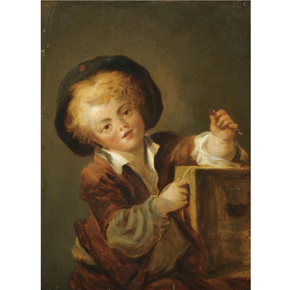 le petit garçon à la curiosité - a little boy with a curiosity, said to be a portrait of the artist's son alexandre-evariste (1780-1850) by Jean-Honoré Fragonard