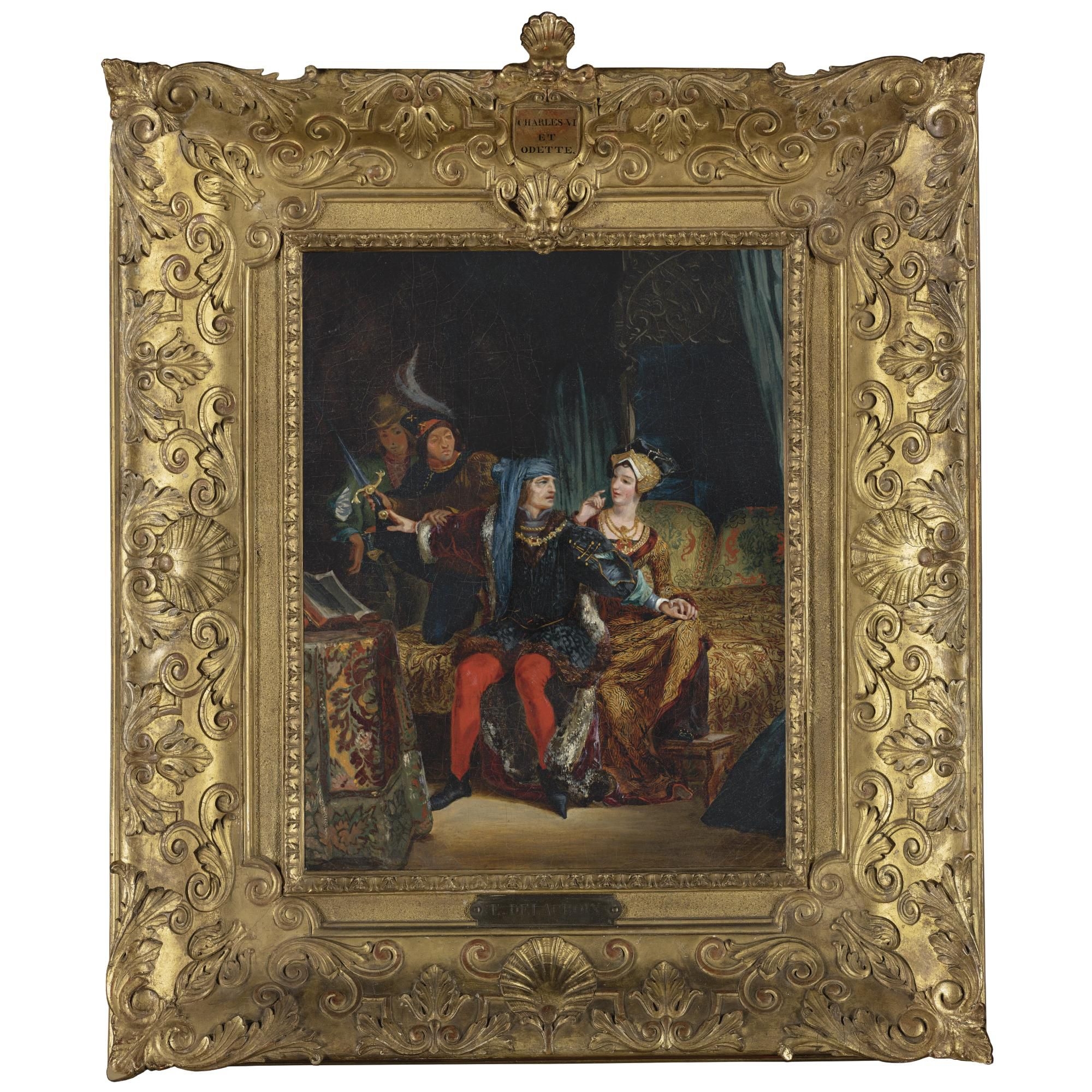Artwork by Eugène Delacroix, Charles VI and Odette de Champdivers, Made of oil on canvas
