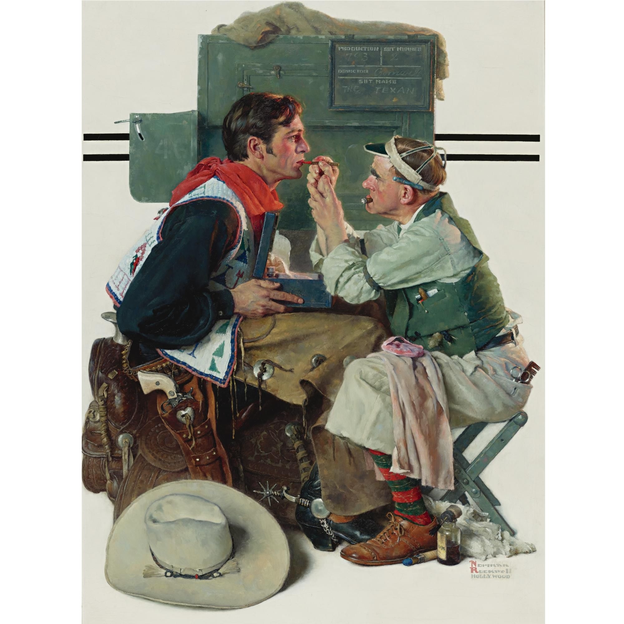 Artwork by Norman Rockwell, Gary Cooper as "The Texan", Made of o...