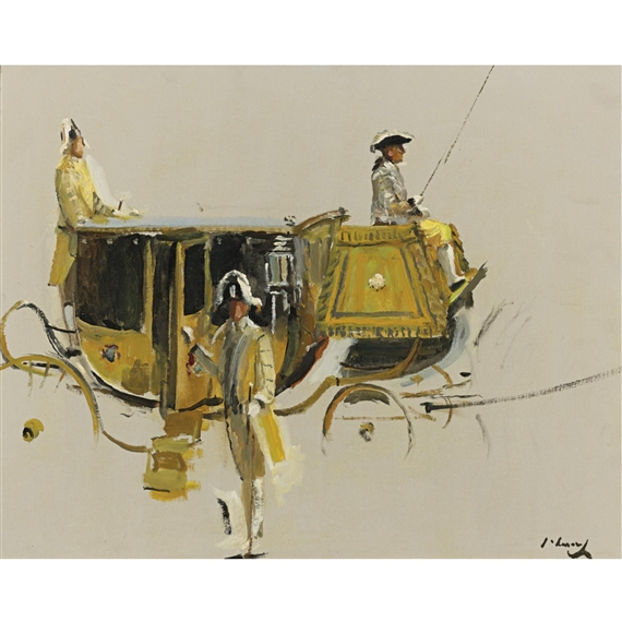 liveried attendants and coach by John Lavery