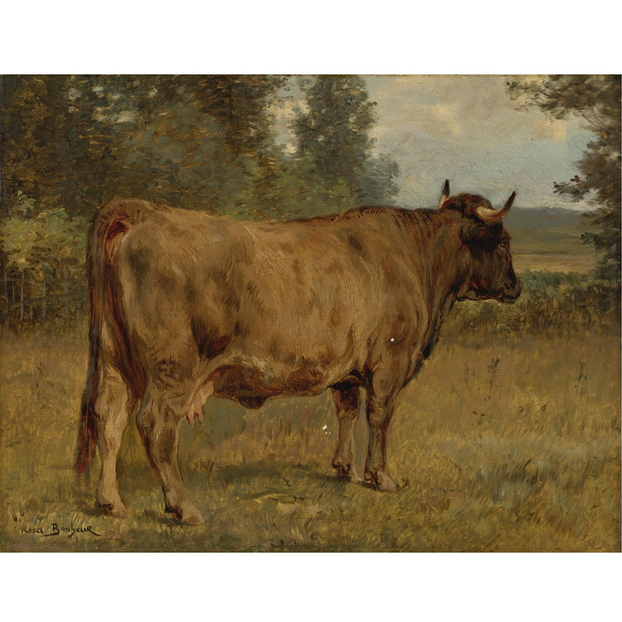 Artwork by Rosa Bonheur, Bull in a Landscape, Made of oil on canvas