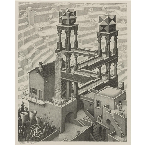 Waterfall (B./K./L./W. 439) by Maurits Cornelis Escher