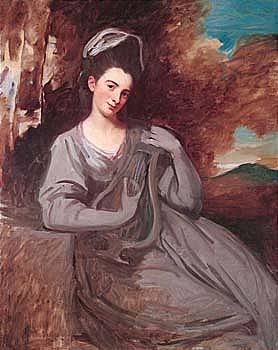 portrait of a lady, said to be lady craven by George Romney