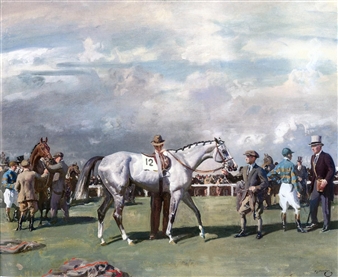 SADDLING 'MAHMOUD', THE DERBY WINNER 1936 - Sir Alfred James Munnings
