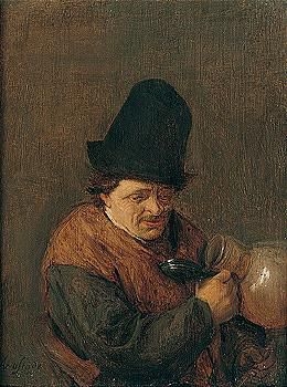 a peasant drinking from a flaggon by Adriaen van Ostade