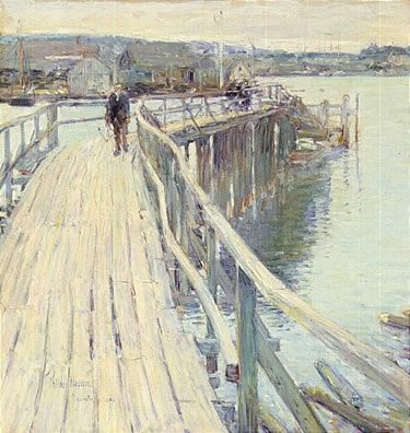 dock scene, gloucester by Childe Hassam