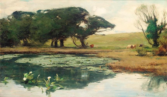 A LILY POND IN THE PARK, CASTLE KENNEDY, STRANRAER by David Farquharson