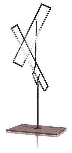 Artwork by George Rickey, OPEN RECTANGLES - ONE UP ONE DOWN, EXCENTRIC II, Made of stainless steel