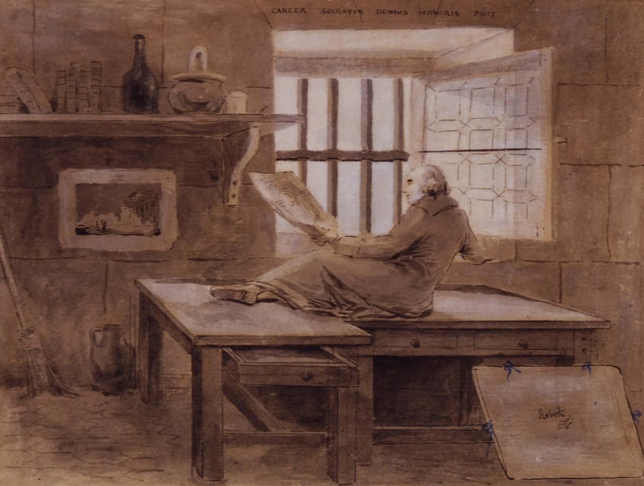 Hubert Robert | HUBERT ROBERT IN HIS CELL IN THE PRISON OF ST. LAZARE ...