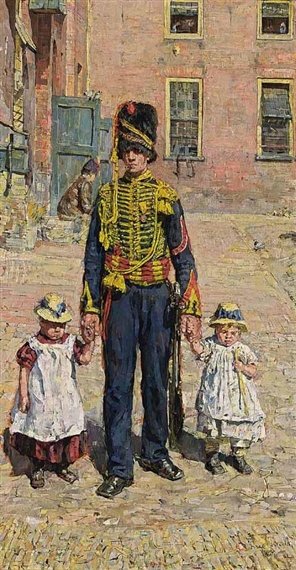 A SOLDIER WITH TWO CHILDREN