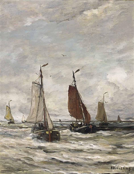 BOMSCHUITEN AT SEA by Hendrik Willem Mesdag