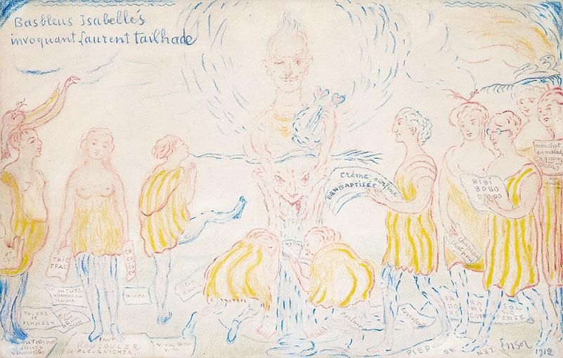 Artwork by James Ensor, BAS BLEUS ISABELLE'S INVOQUANT LAURENT TAILHADE