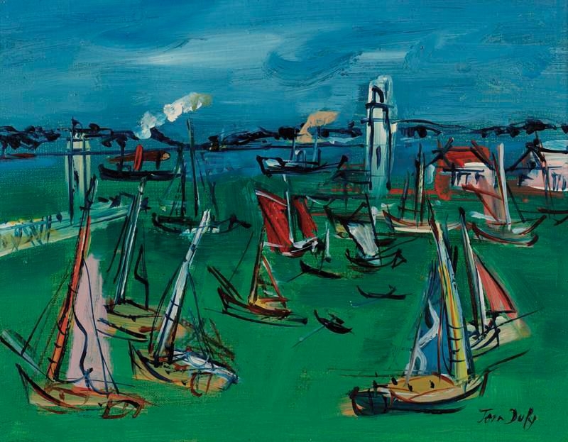 Artwork by Jean Dufy, ENTREE DU PORT DE HONFLEUR, Made of oil on canvas