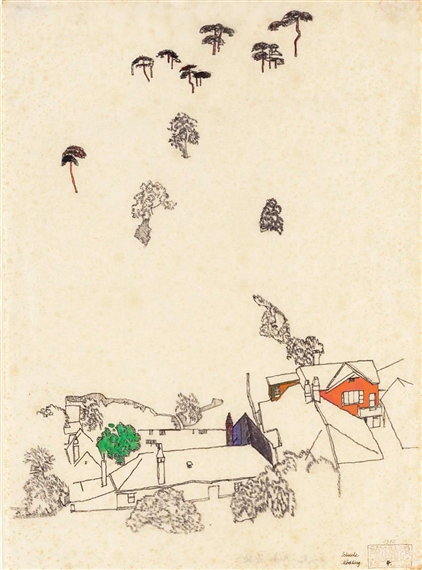 HÄUSER UND FÖHREN (MÖDLING) (HOUSES AND PINES - MÖDLING)