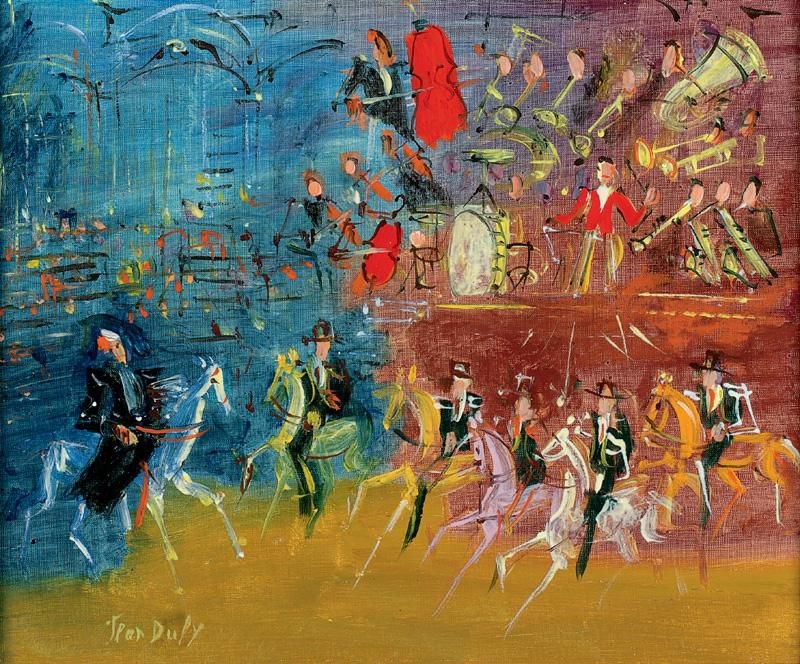 Artwork by Jean Dufy, PARADE EQUESTRE, Made of oil on canvas