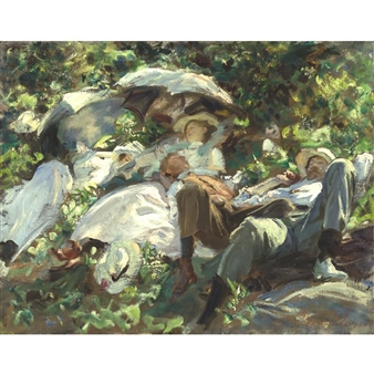 GROUP WITH PARASOLS (A SIESTA) - John Singer Sargent