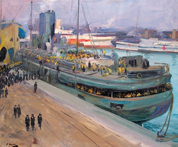 NAVAL RATINGS EMBARKING, SOUTHAMPTON by John Lavery