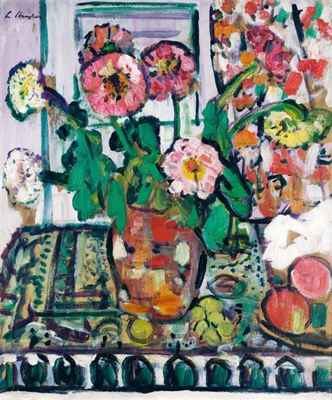 STILL LIFE WITH DAHLIAS AND FRUIT