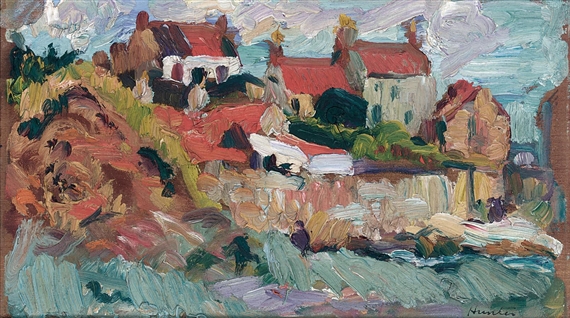 FISHERMENS COTTAGES AT ST. MONANS by George Leslie Hunter