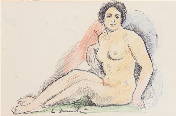 A SEATED FEMALE NUDE