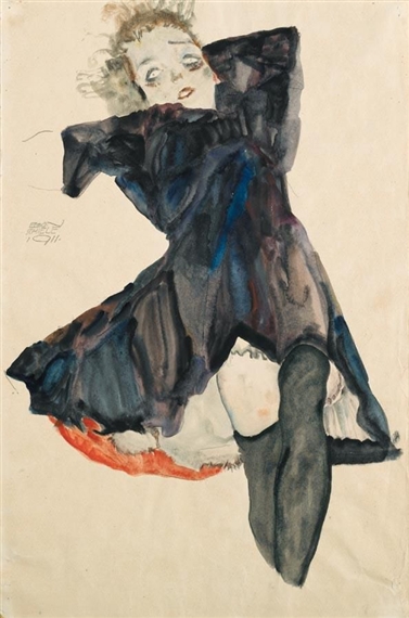 MÄDCHEN IN BLAUEM KLEID (GIRL IN BLUE DRESS) by Egon Schiele