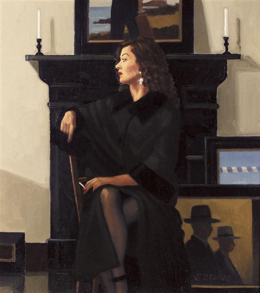 model in black by Jack Vettriano