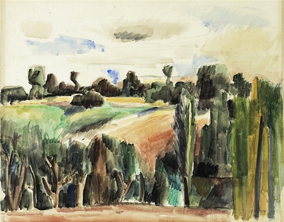 Jean Dufy、Paysage a Preuilly sur Claisse Jean Dufy、Paysage a Preuilly sur Claisse a Dufy、Paysage Preuilly