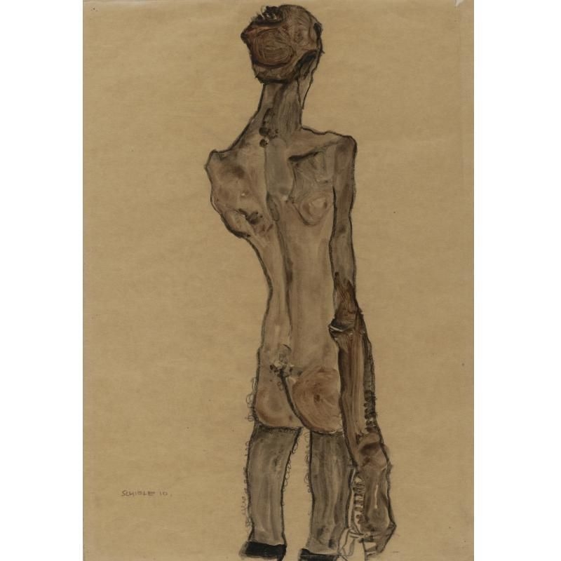 Stehender männlicher Rückenakt (Standing Male Nude, Back View) by Egon Schiele, FullFormat:,year,1910