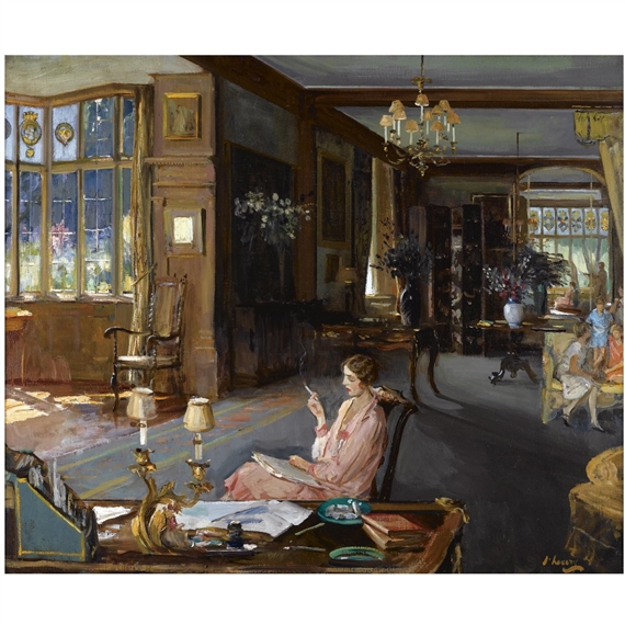 Mary Borden and her family at Bisham Abbey by John Lavery
