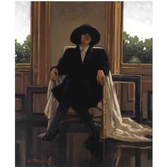 model in black by Jack Vettriano