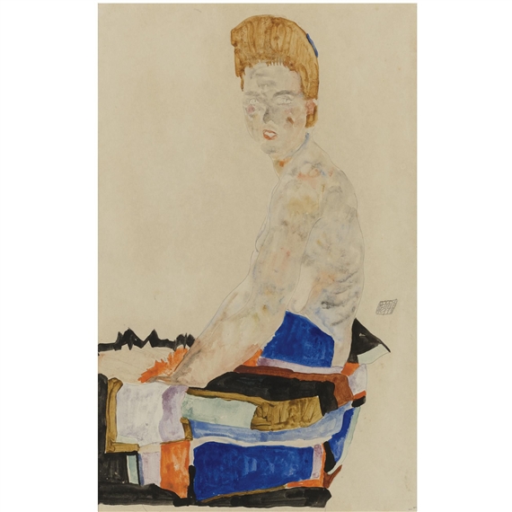 HALBAKT (SEMI-NUDE) by Egon Schiele, FullFormat:,year,1911