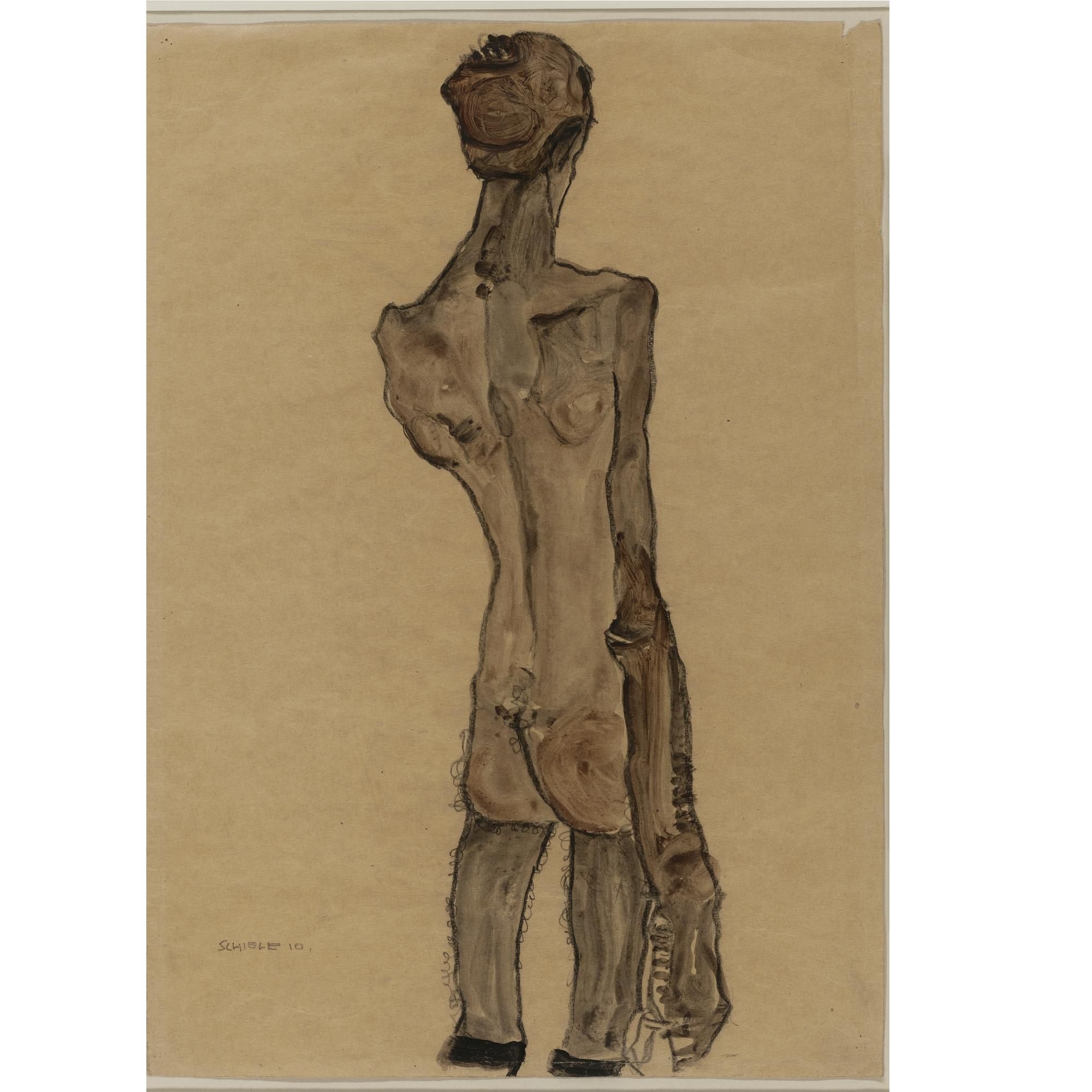 Stehender männlicher Rückenakt (Standing Male Nude, Back View) by Egon Schiele, FullFormat:,year,1910