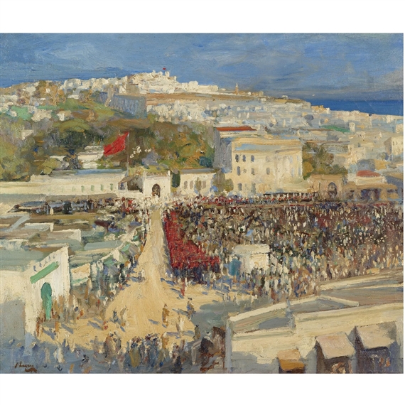 The Moorish Flag hoisted on the German Legation, Tangier by John Lavery