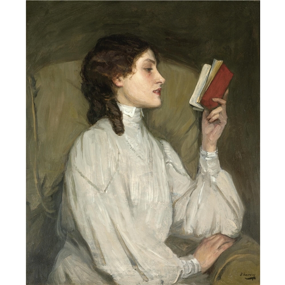 Miss Auras, The Red Book by John Lavery