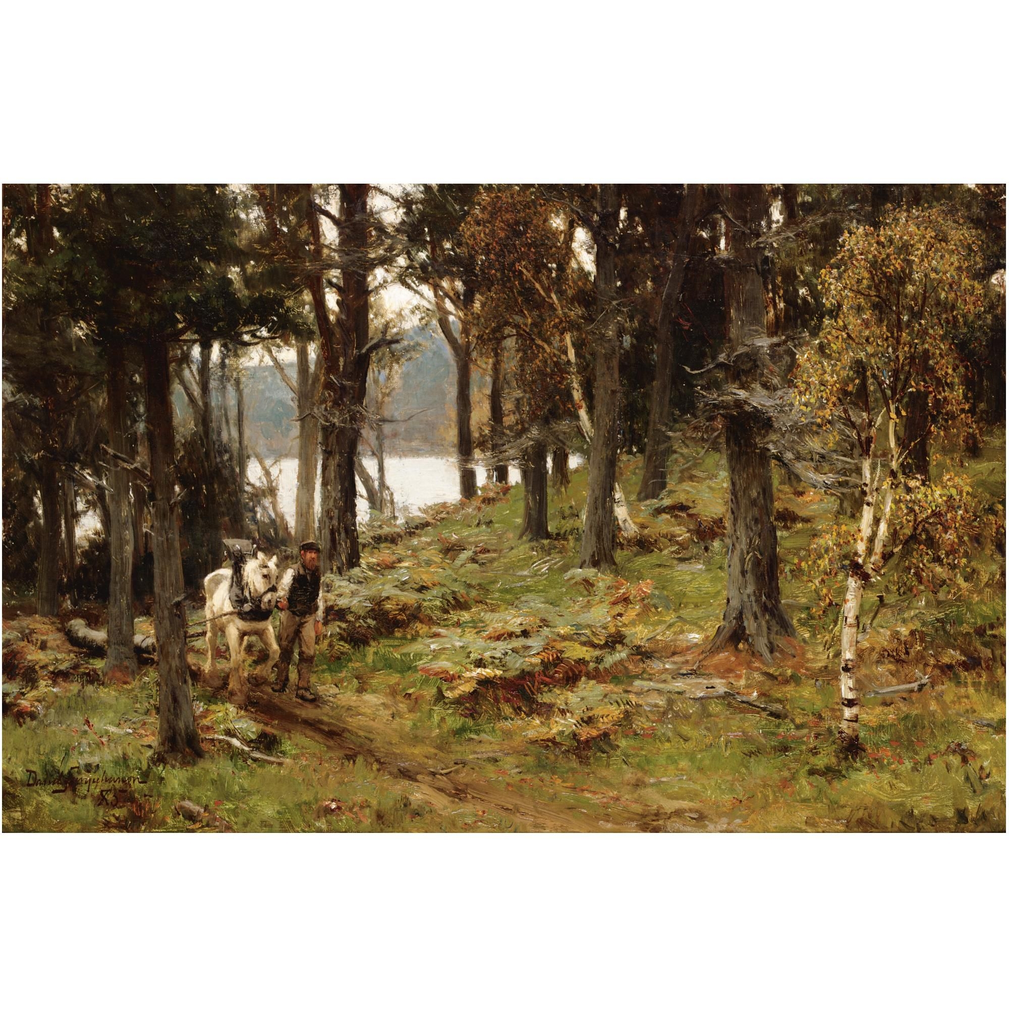 Artwork by David Farquharson, the woodman's return, Made of oil on canvas