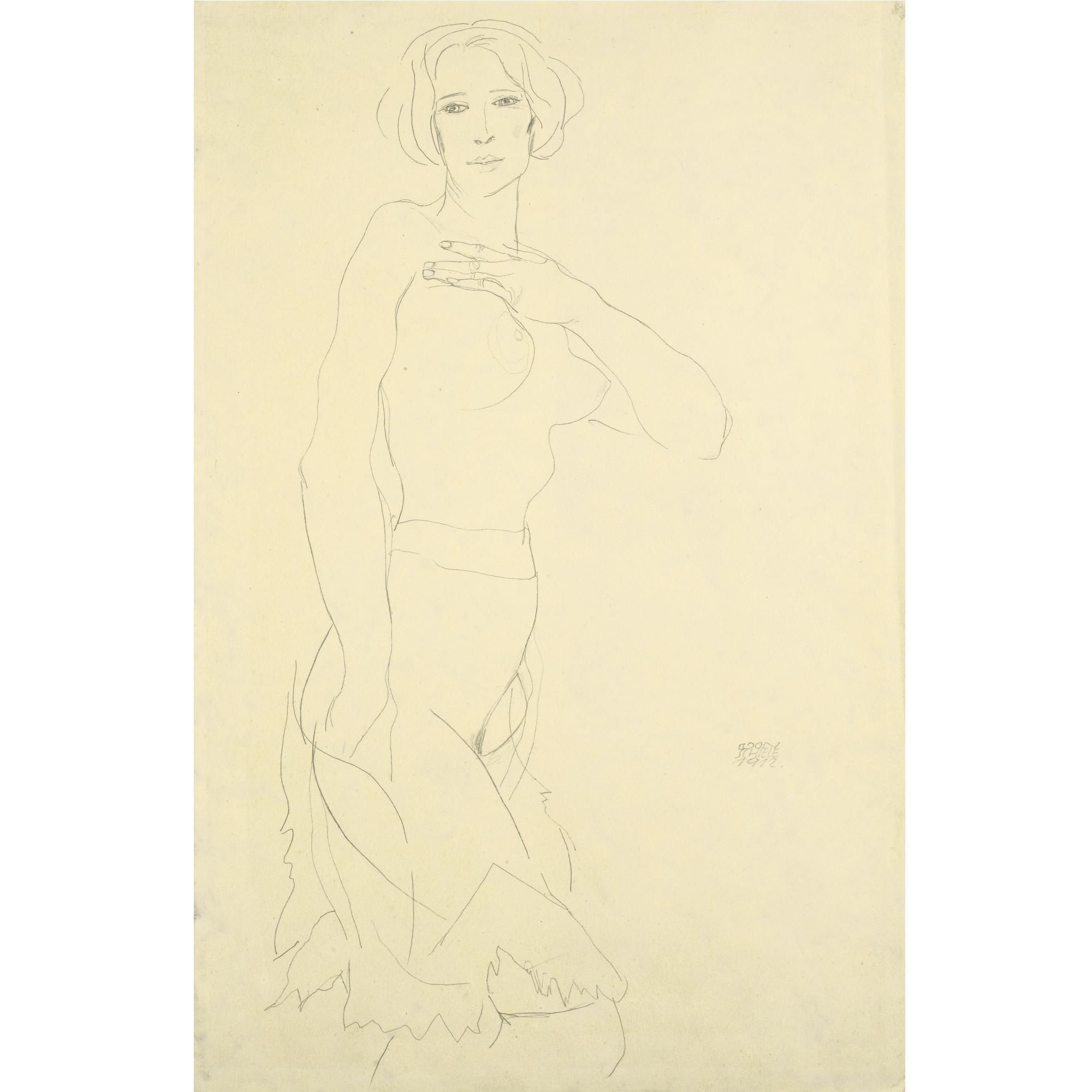 MÄDCHENAKT (FEMALE NUDE) by Egon Schiele, FullFormat:,year,1912