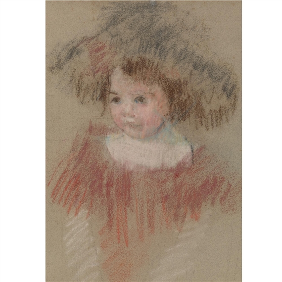 Margot in a Big Hat (Fillette, corsage rouge) by Mary Cassatt, FullFormat:circa,year,1902