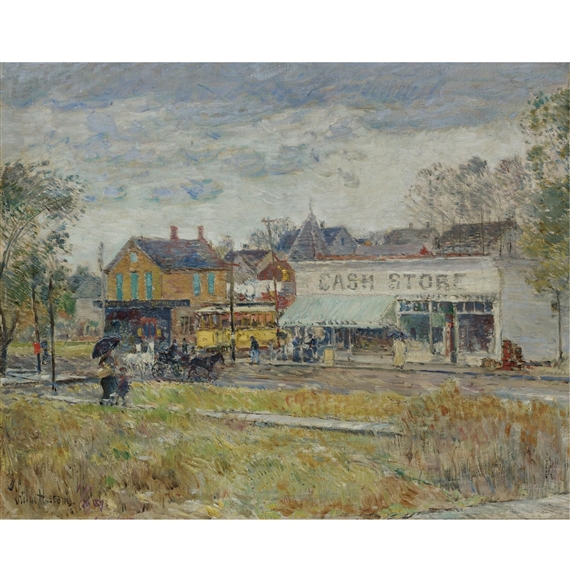 End of the Trolley Line, Oak Park, Illinois by Childe Hassam
