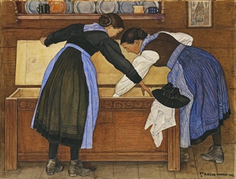DEUX JEUNES VALAISANNES, 1923 TWO GIRLS FROM VALAIS, 1923 - Ernest Biéler