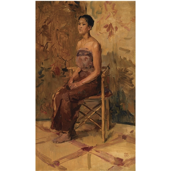 a portrait of a seated javanese beauty by Isaac Israëls