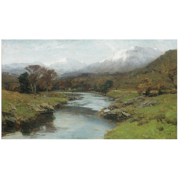 a scottish glen with snow capped peaks by David Farquharson