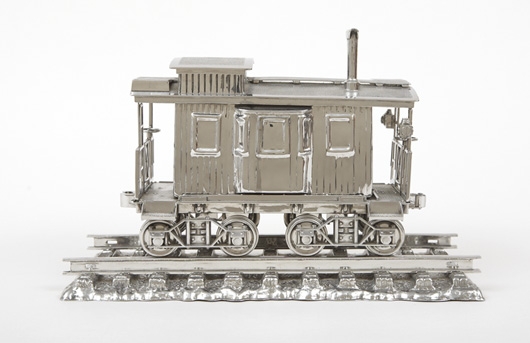 Artwork by Jeff Koons, Jim Beam – Caboose, Made of Stainless steel and bourbon. 