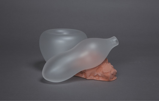 Artwork by Anish Kapoor, Les objets d'artistes: A Vase, Made of The complete three part vase consisting of two frosted-glass vessels and one terra cotta base, with accompanying booklet,