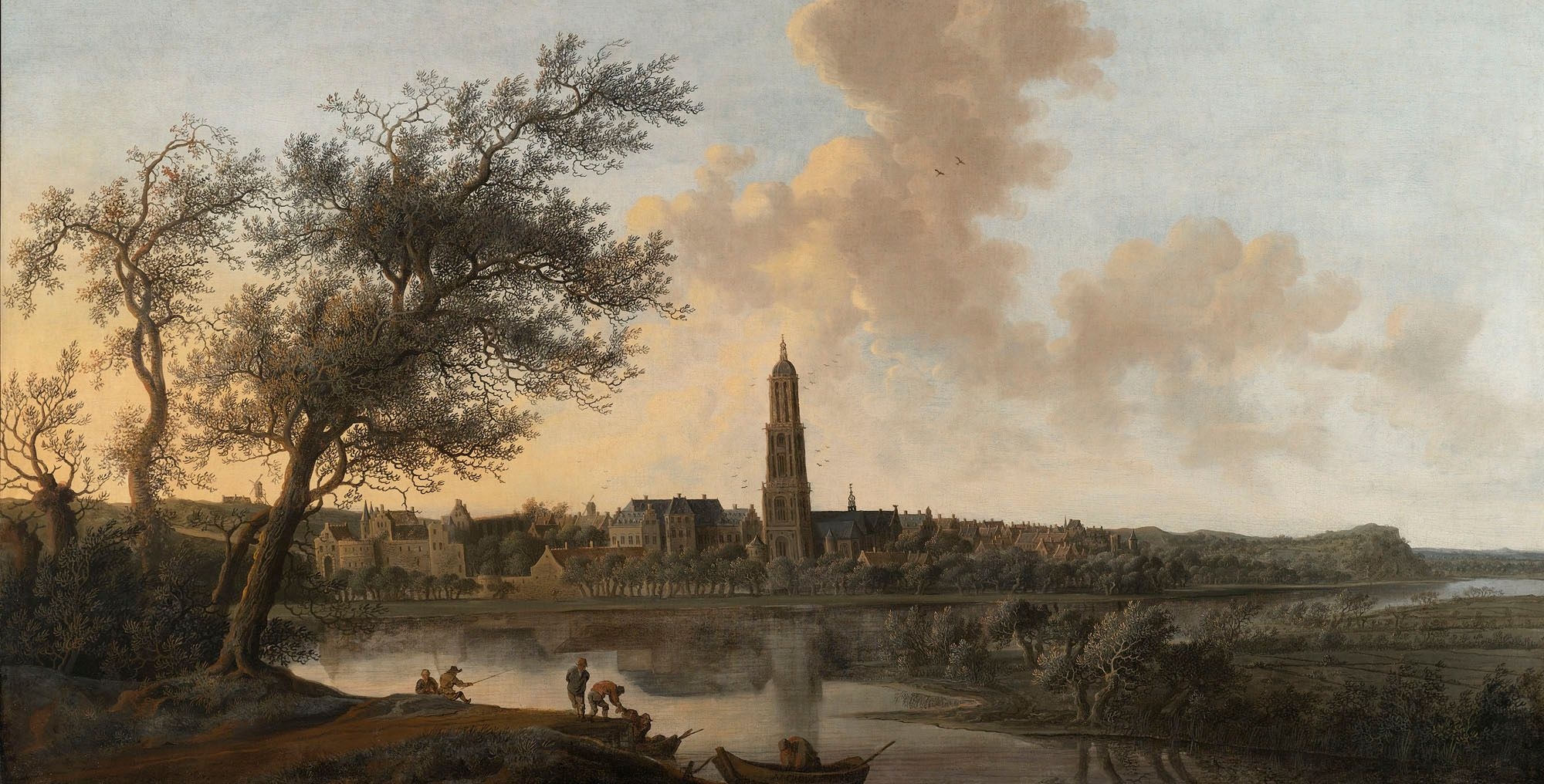 Artwork by Anthonie Jansz. van der Croos, A panoramic view of Rhenen seen from the west, along the bank of the river rhine, Made of oil on canvas